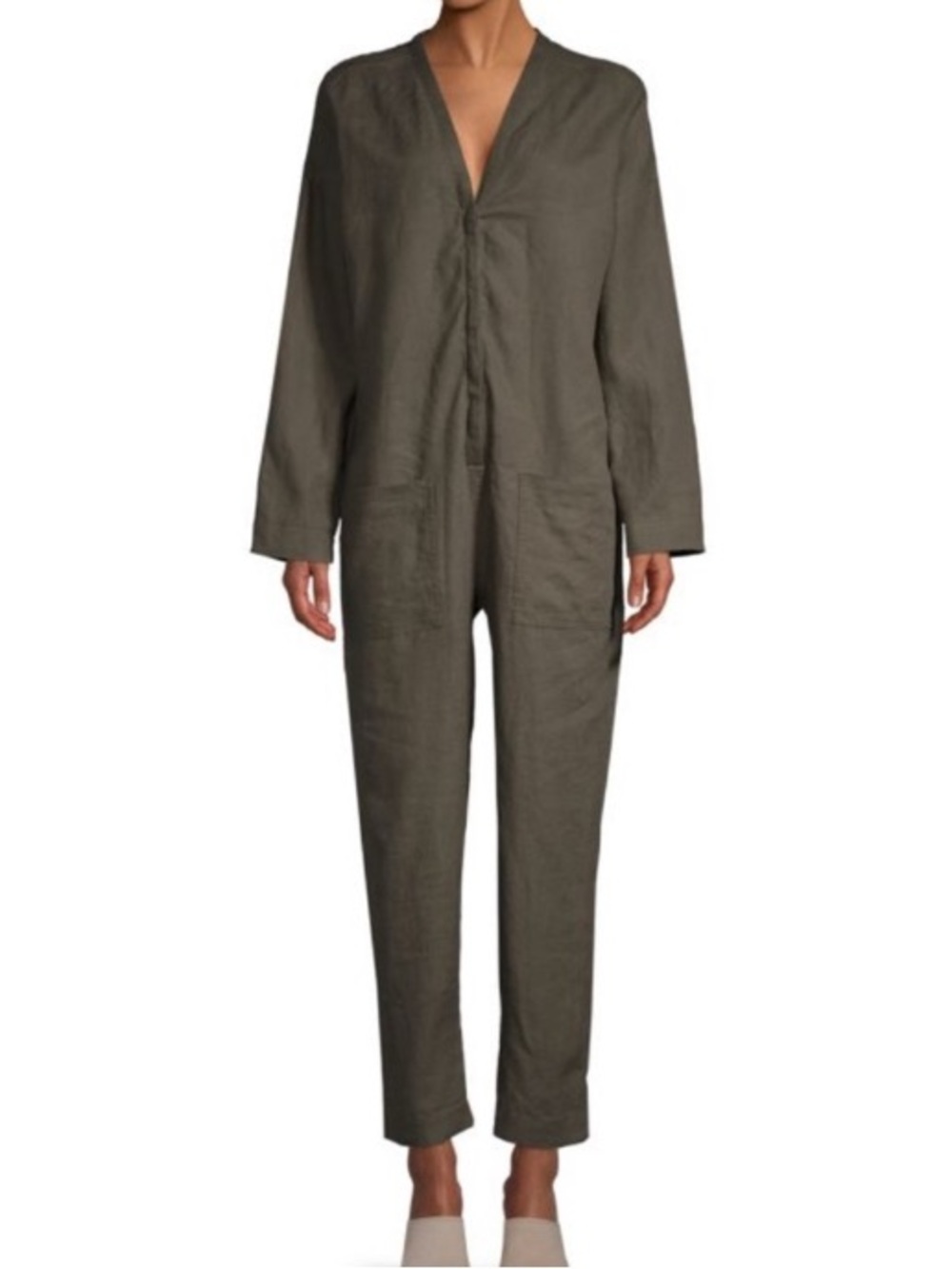 Standard James Perse Charcoal Gray Linen Utility Jumpsuit Size 1 Small
